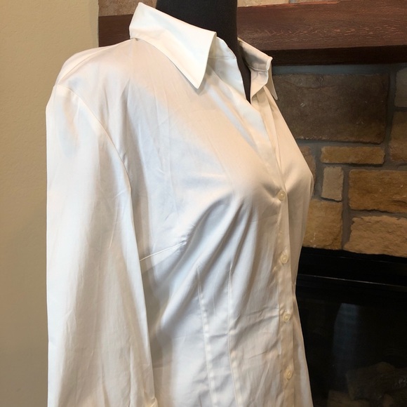 INC Womenβs White Blouse Shirt Size 10 M Medium - Picture 6 of 8